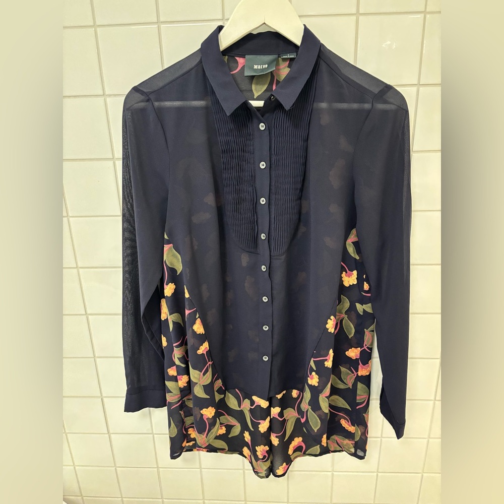 Maeve Navy Floral Button Down Shirt